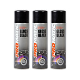 3X Promatic Gloss Black Spray Paint 500ml Spray Paint